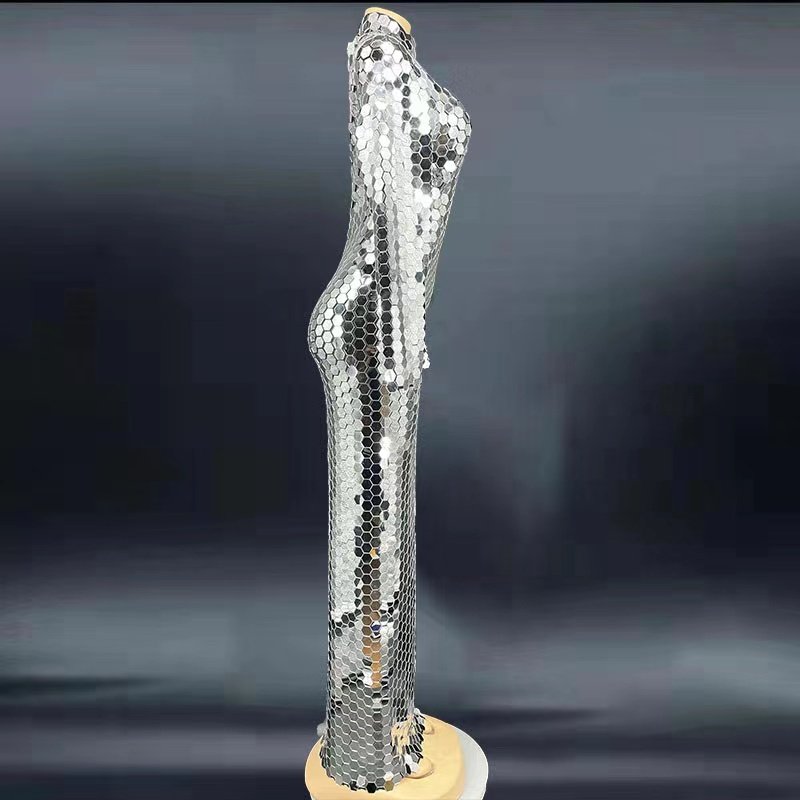 Rhinestone Sequin Party Women's Cocktail Dress Long - Image 4