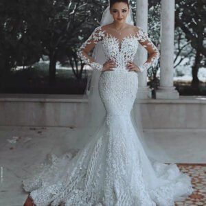 Luxury mermaid lace wedding dress