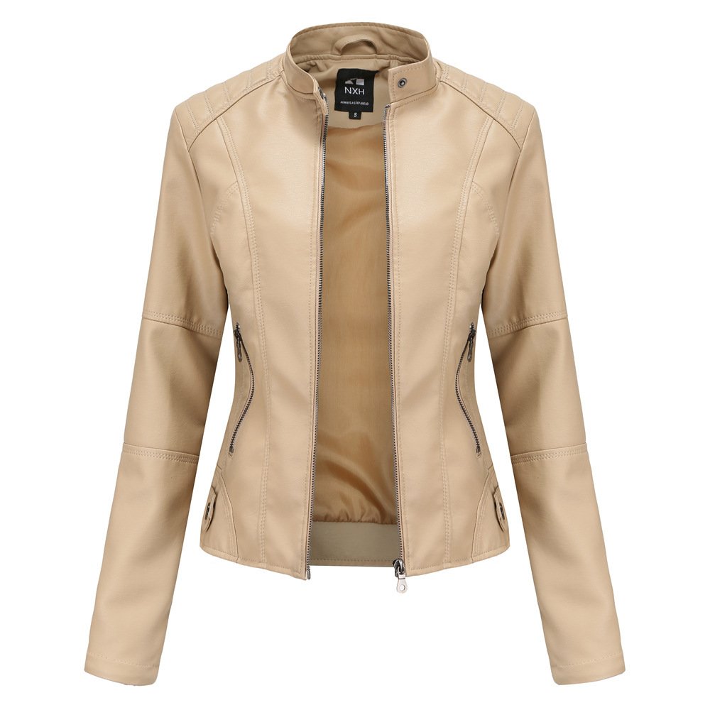 Women's Zip-up Leather Jackets - Image 10