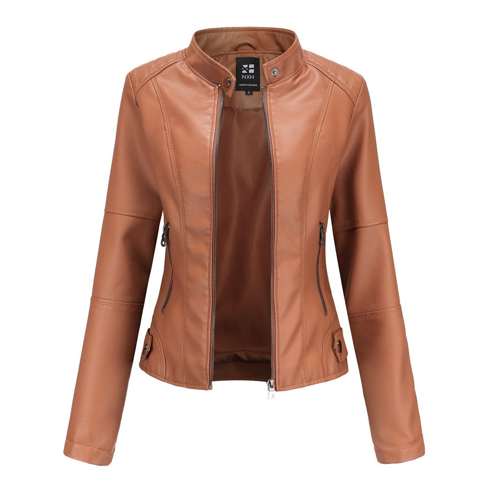 Women's Zip-up Leather Jackets - Image 6