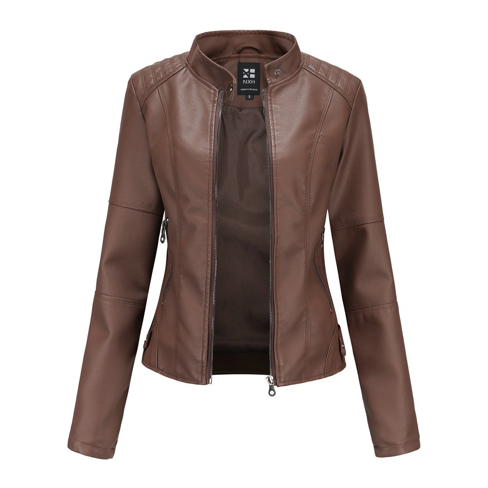 Women's Zip-up Leather Jackets - Image 5