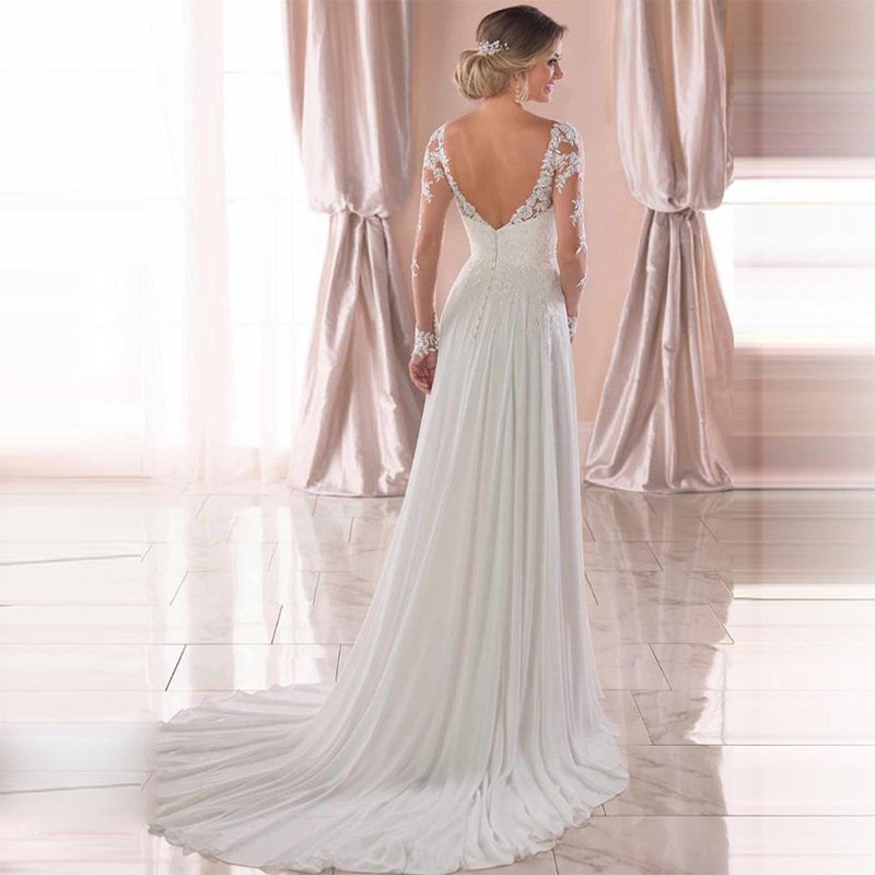 Sexy Backless Deep V-neck Wedding Dress Women - Image 2
