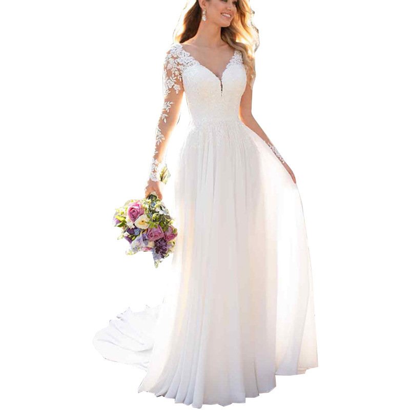 Sexy Backless Deep V-neck Wedding Dress Women - Image 5