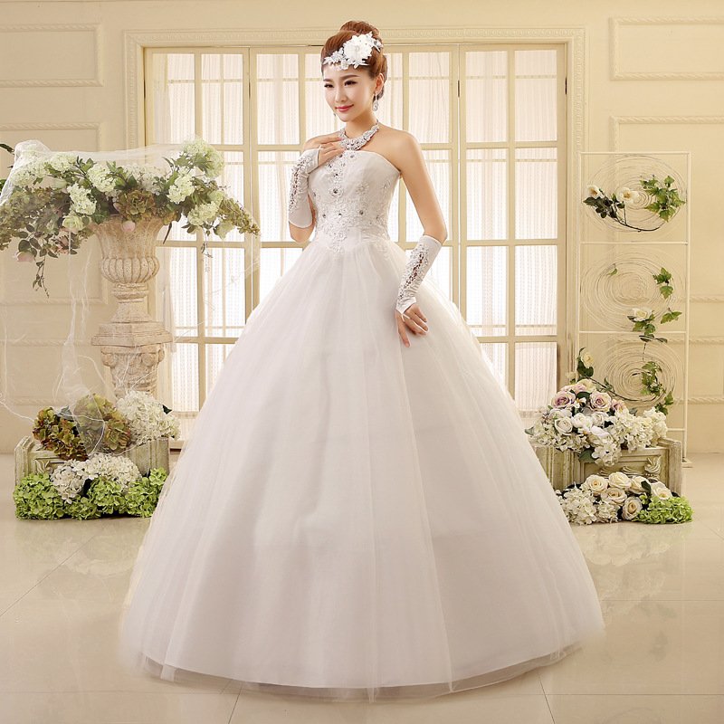Korean style tube top wedding dress - Image 4