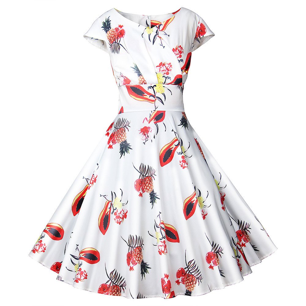 Hepburn Style Vintage Print Dress Cocktail - Image 9