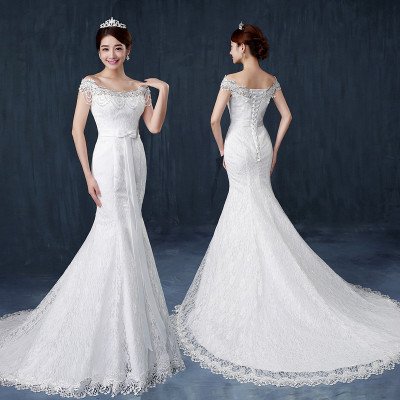 Fishtail wedding bride wedding dress
