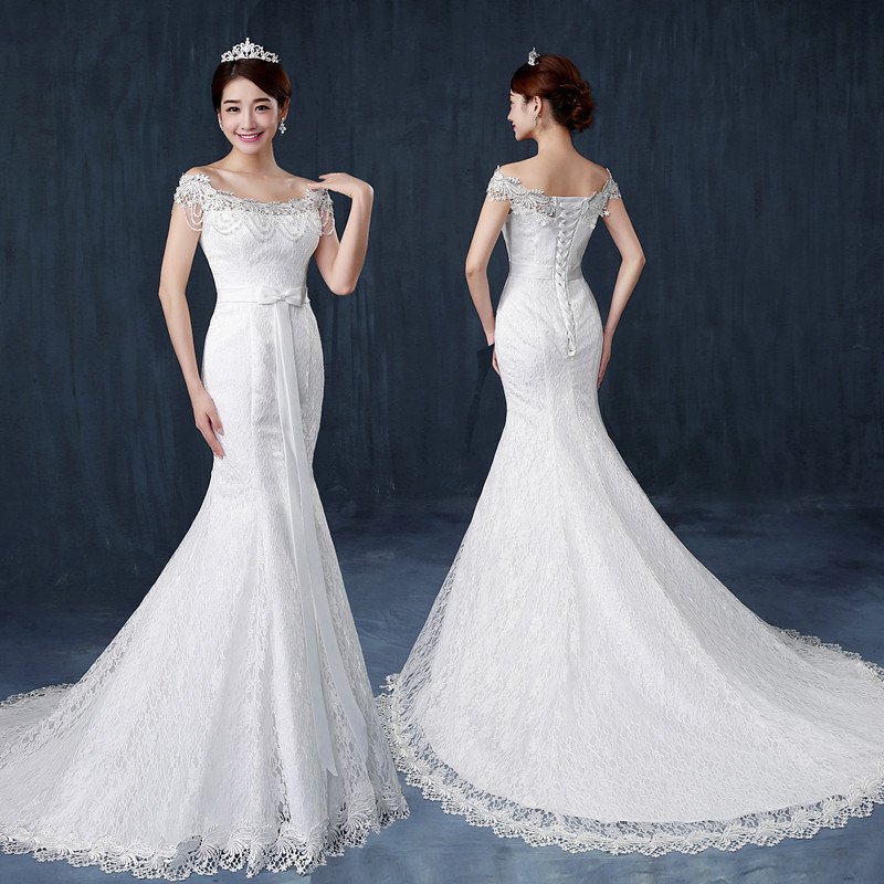 Fishtail wedding bride wedding dress - Image 6