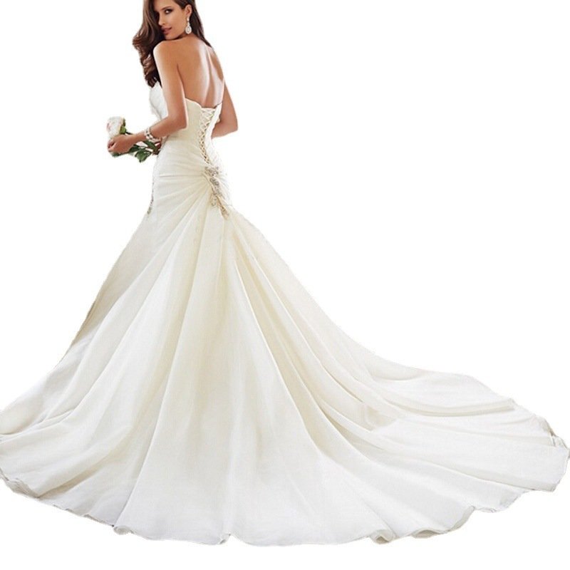 Backless Fishtail Tail Bridal Wedding Dress - Image 3