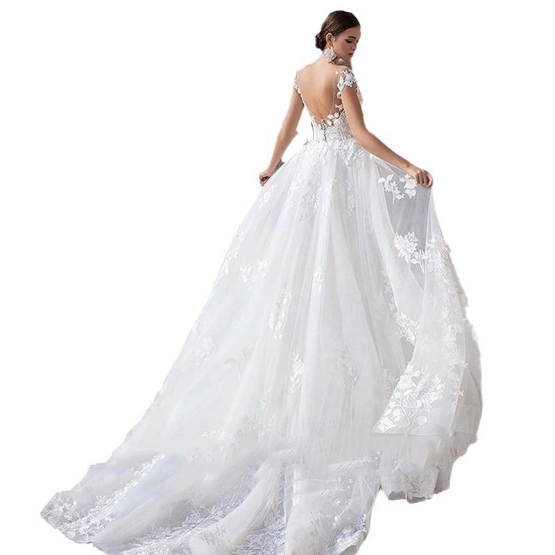 Dream Round Neck Slimming White With Fish Bridal Tail Wedding Dress Two-way Wear Activity Women - Image 9