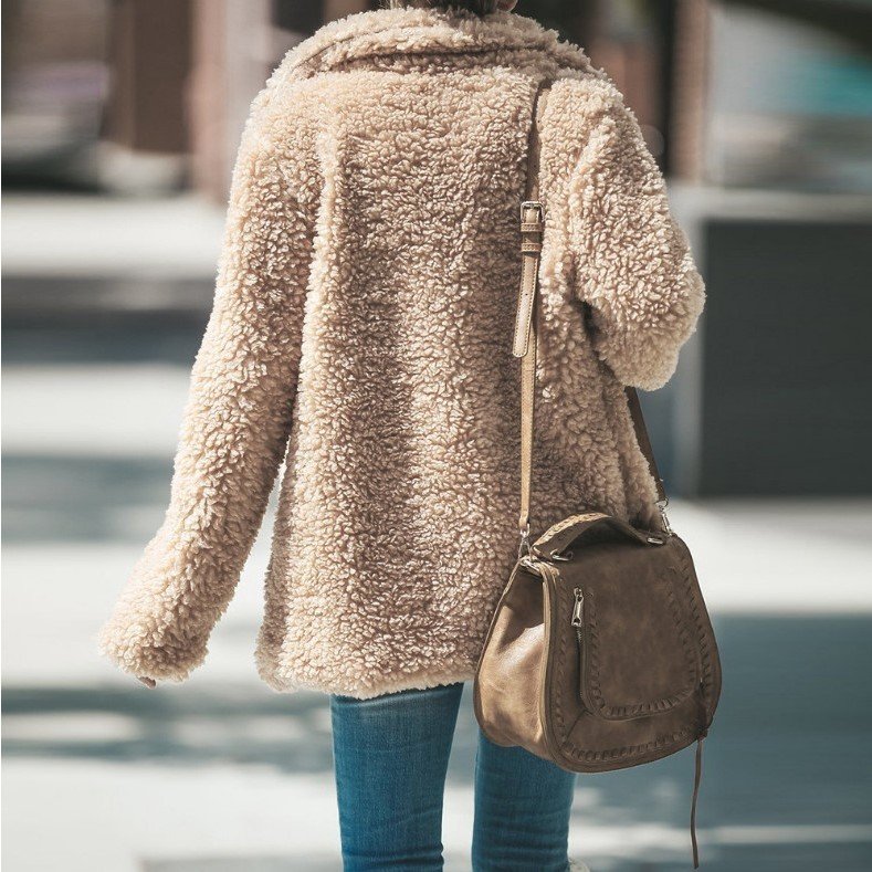 Lapel Long Sleeve Fluffy Furry Faux Fur Jackets - Image 5
