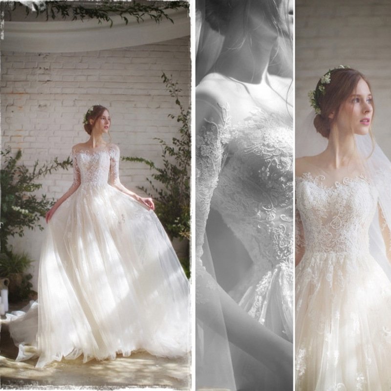 Wedding Dress Bride Lace Sleeves Dress - Image 5