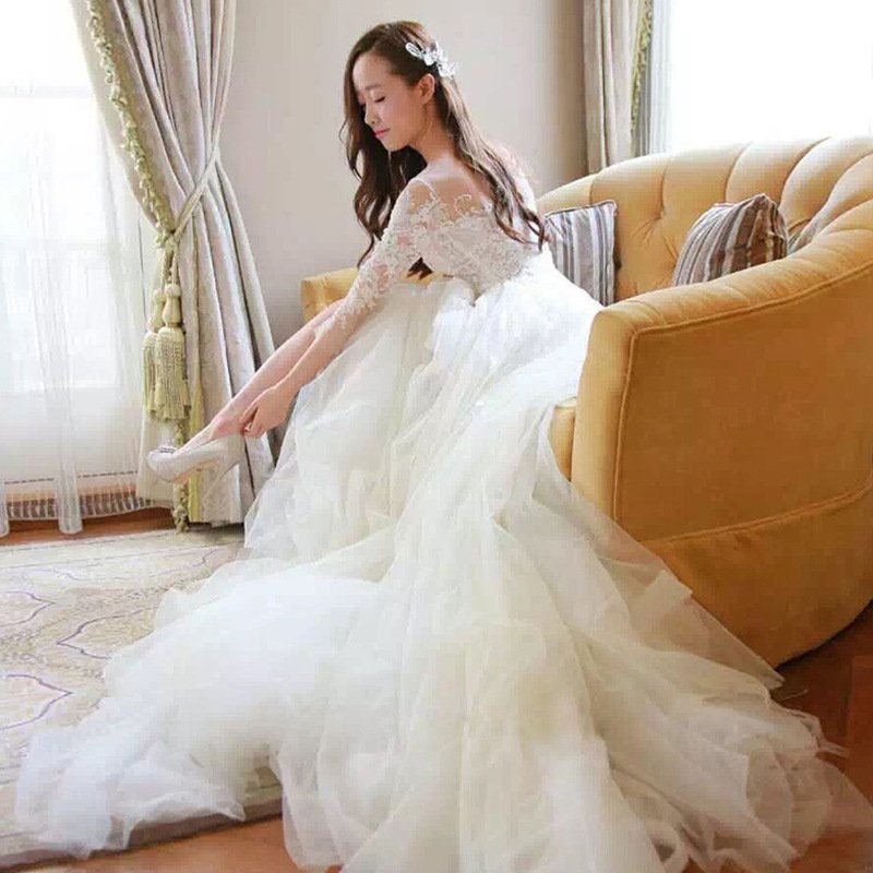 Wedding Dress Bride Lace Sleeves Dress - Image 3