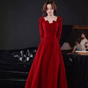 Burgundy Evening Dress For Women Petite Wedding & Engagement Gown