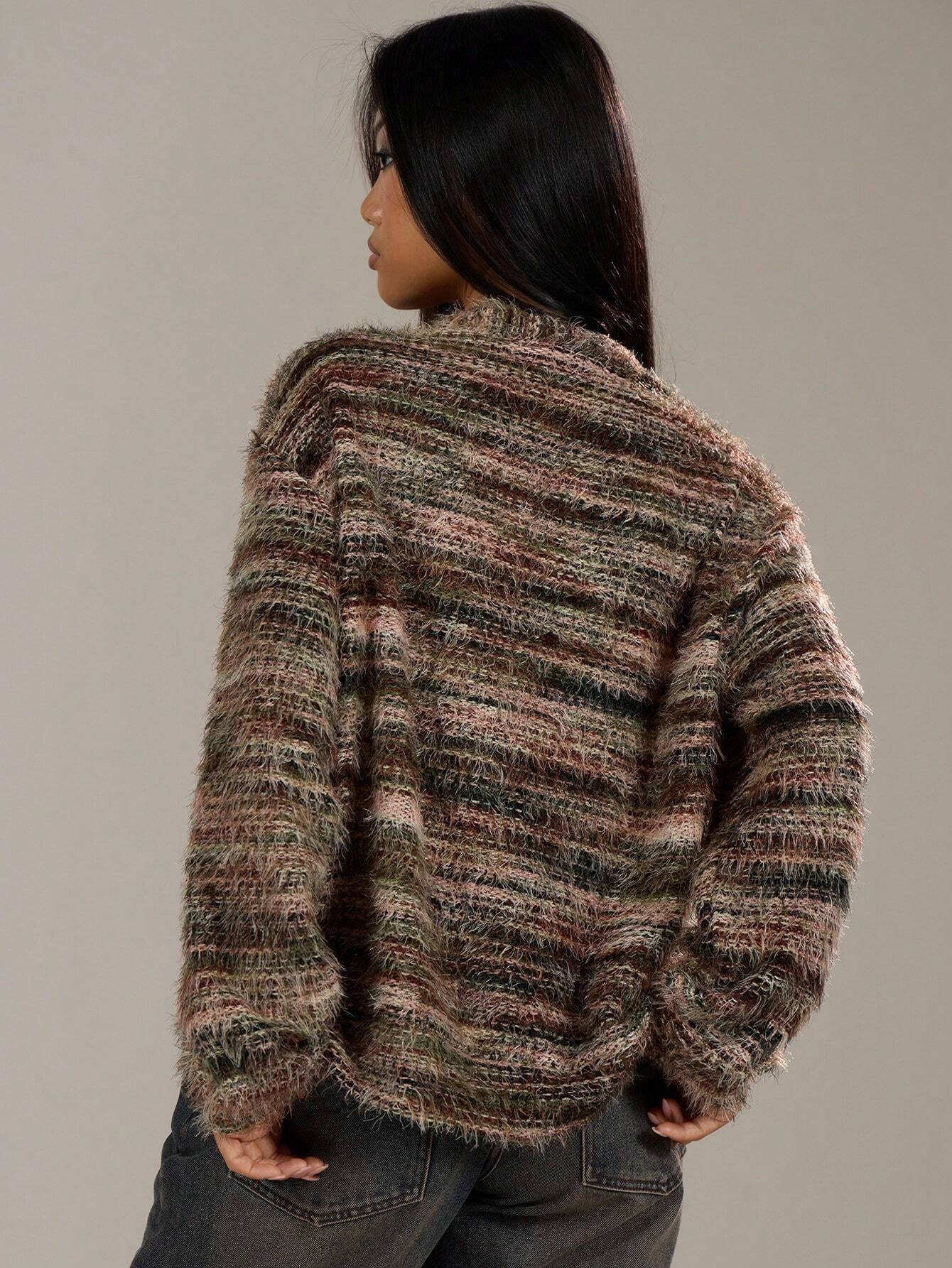 Winter Stripe Knitted Sweater Tops For Women - Image 6