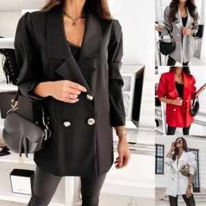 Double Breasted Blazer Fashion Casual For Women Button Tops