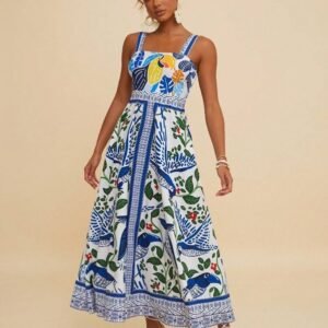 European And American Style Women Printed Formal Dress