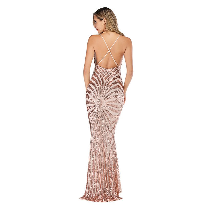 Off-the-shoulder sequin party evening dress - Image 2