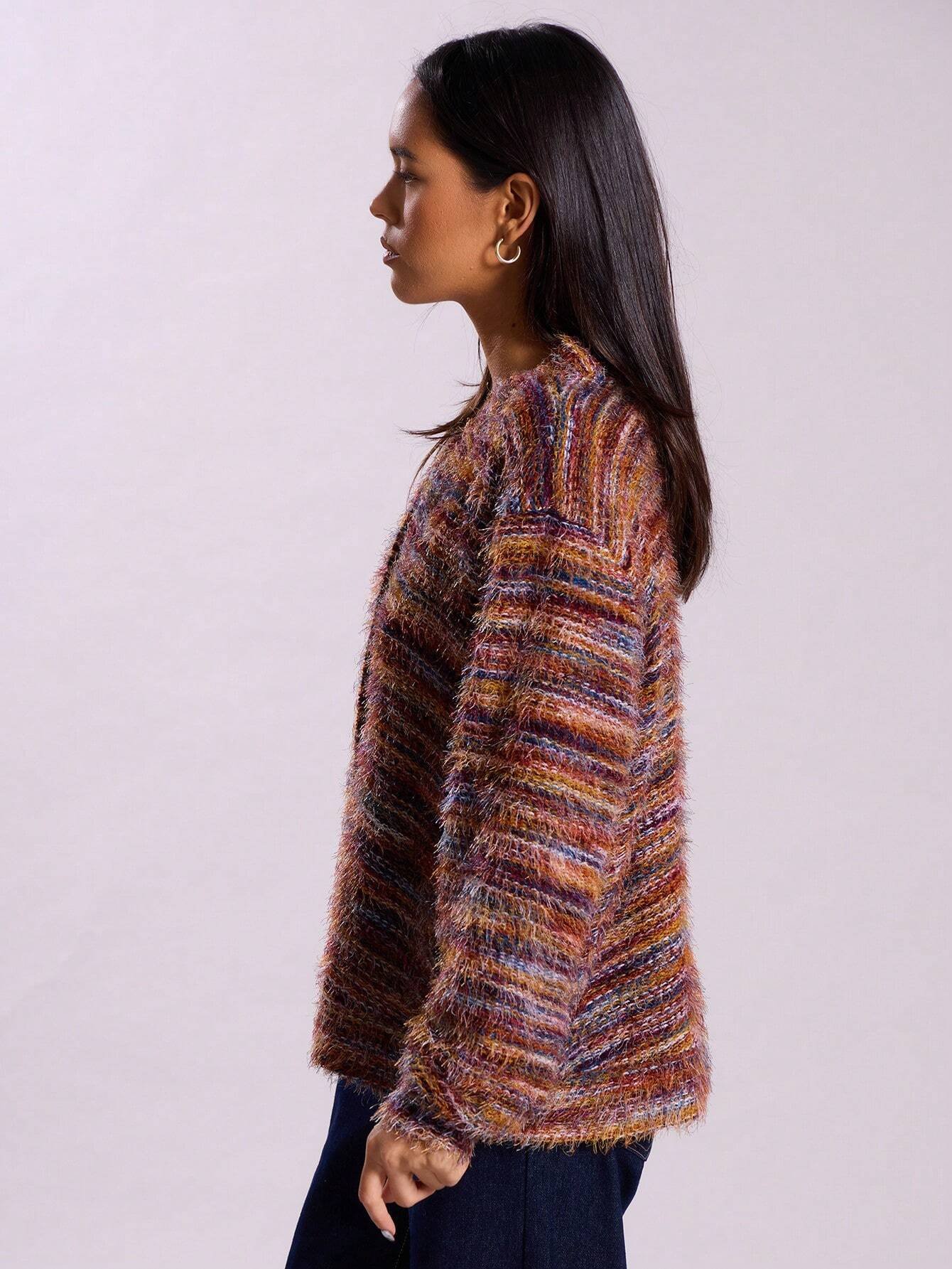 Winter Stripe Knitted Sweater Tops For Women - Image 5