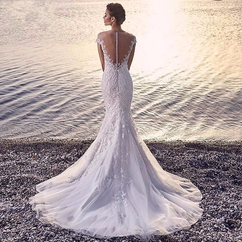 Princess Bride Mermaid Wedding Dress White - Image 3