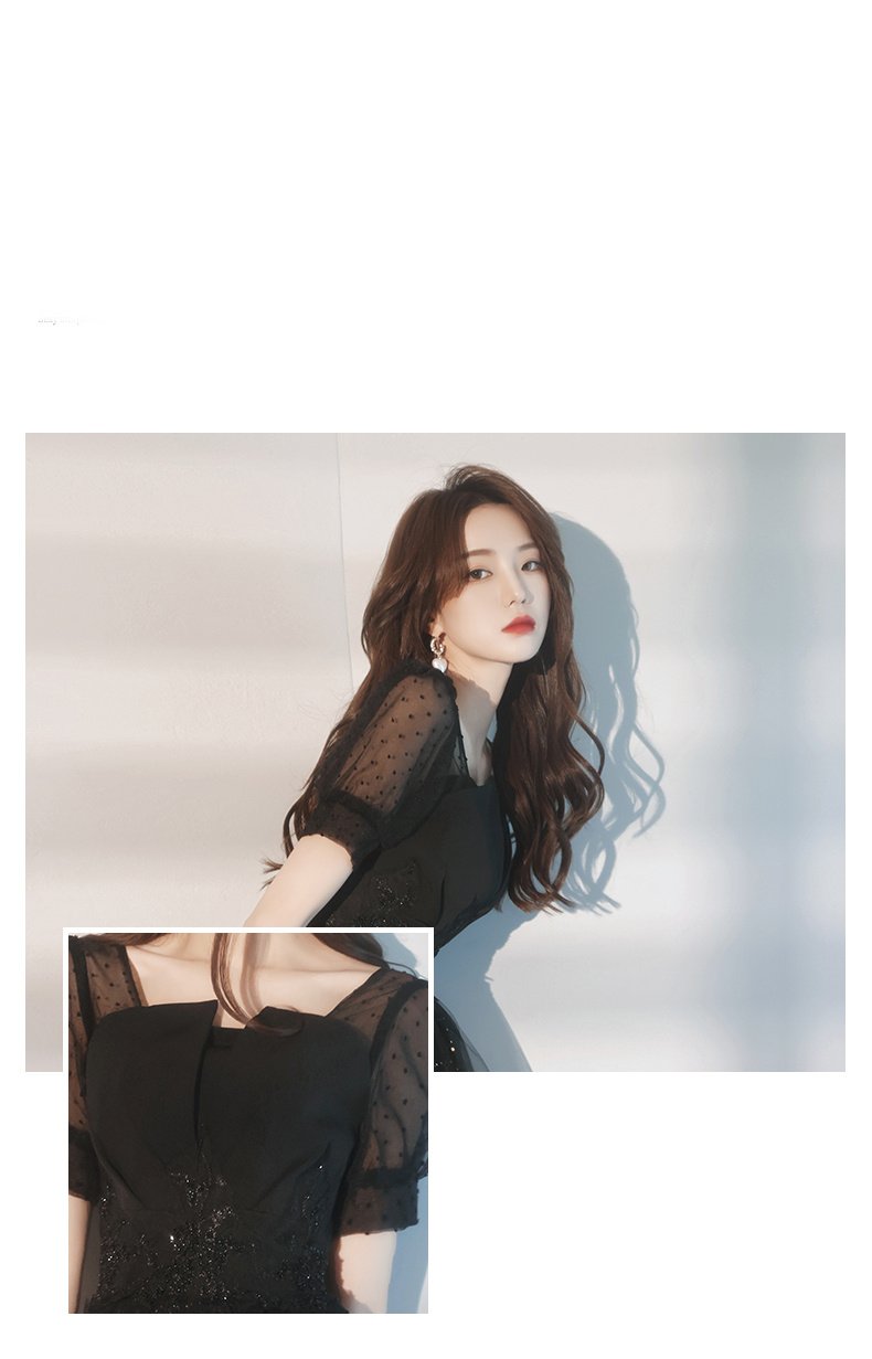 Black Sparkly Lace Cocktail Mini Prom Dress - Image 6