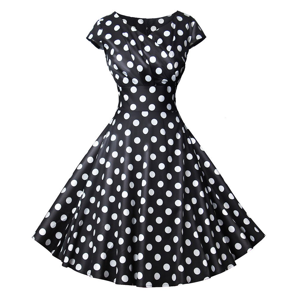 Hepburn Style Vintage Print Dress Cocktail - Image 4