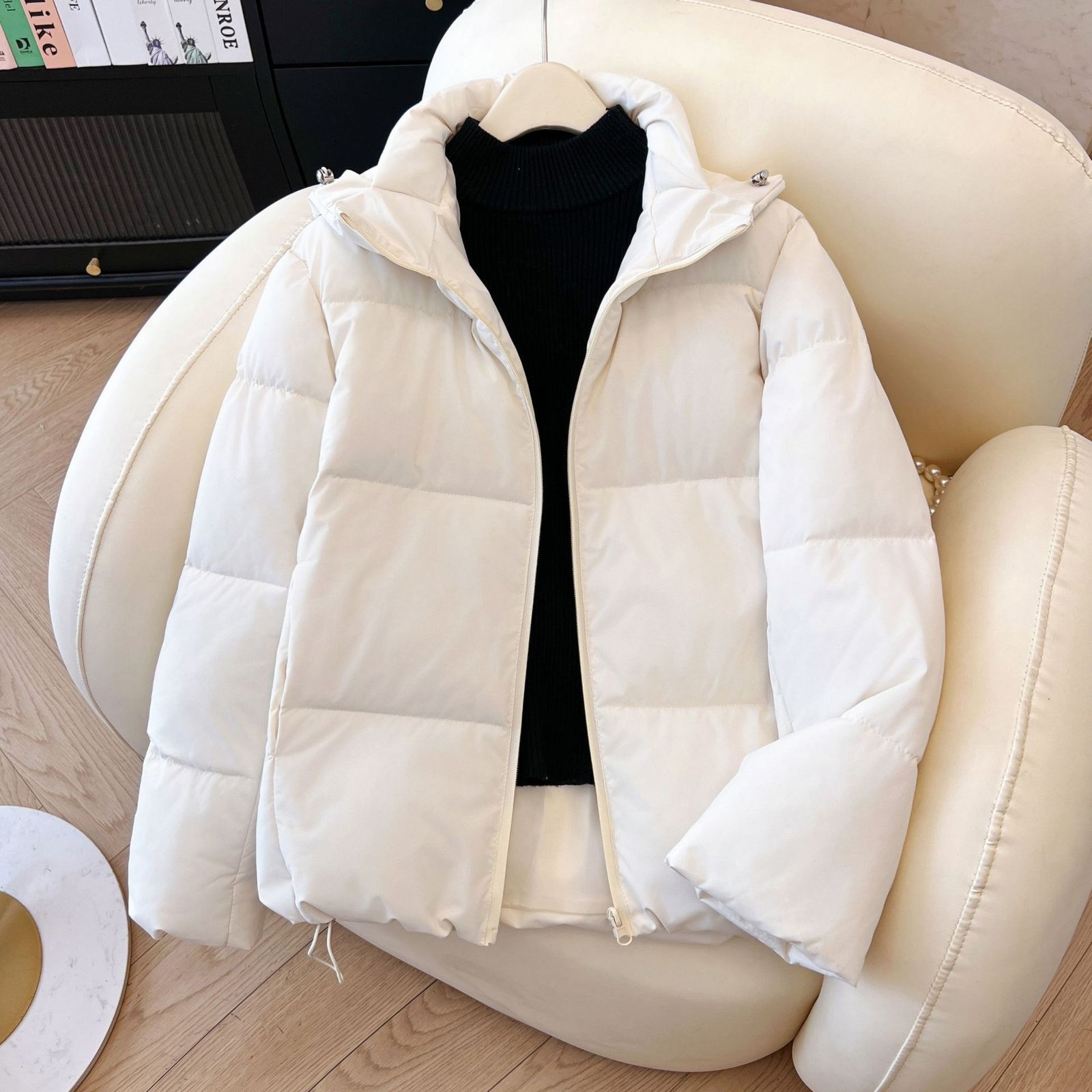 Down Cotton Jacket Windproof Hood - Image 4