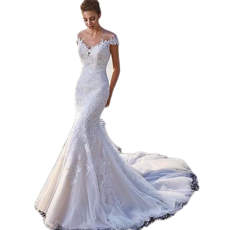 Princess Bride Mermaid Wedding Dress White - Image 2