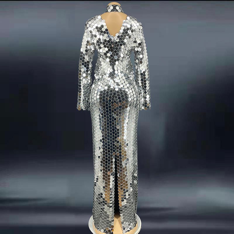 Rhinestone Sequin Party Women's Cocktail Dress Long - Image 5