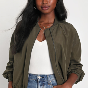 Cool Perfection Olive Green Bomber Jacket
