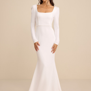 Jilla White Backless Long Sleeve Maxi Dress