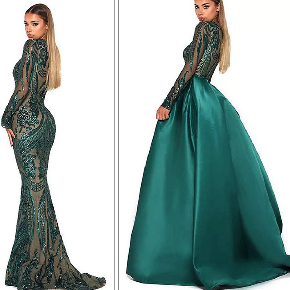 Women's Dark Green Wedding Dress - Image 5
