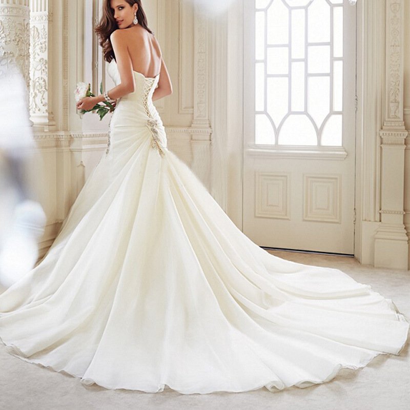Backless Fishtail Tail Bridal Wedding Dress - Image 5
