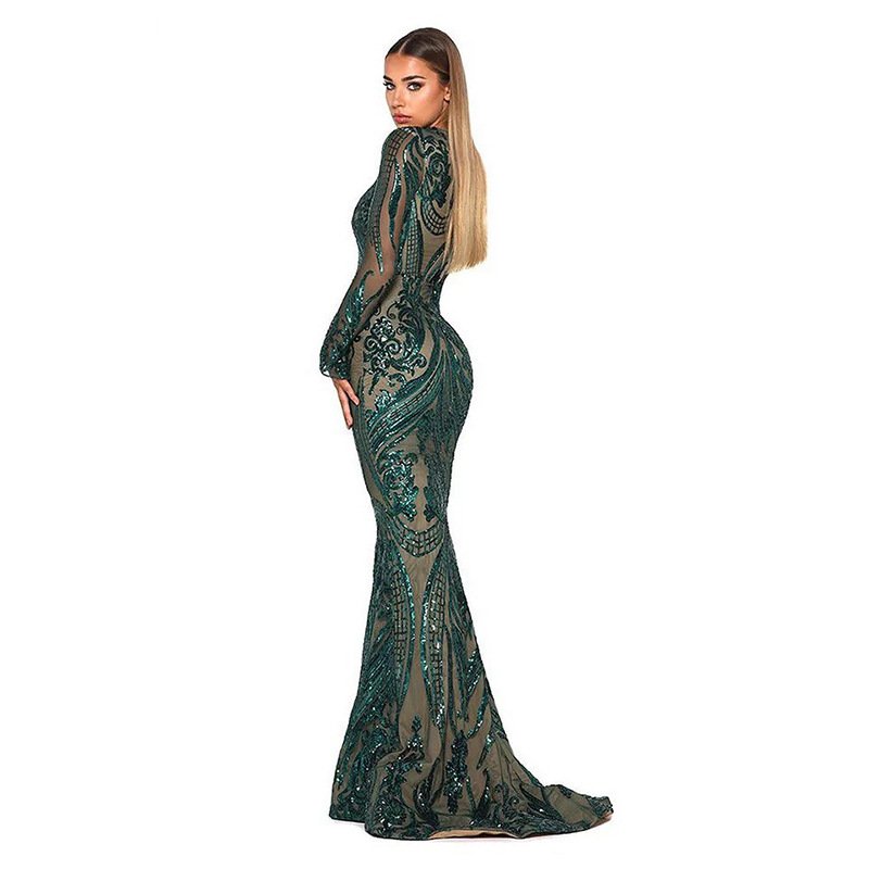 Women's Dark Green Wedding Dress - Image 4