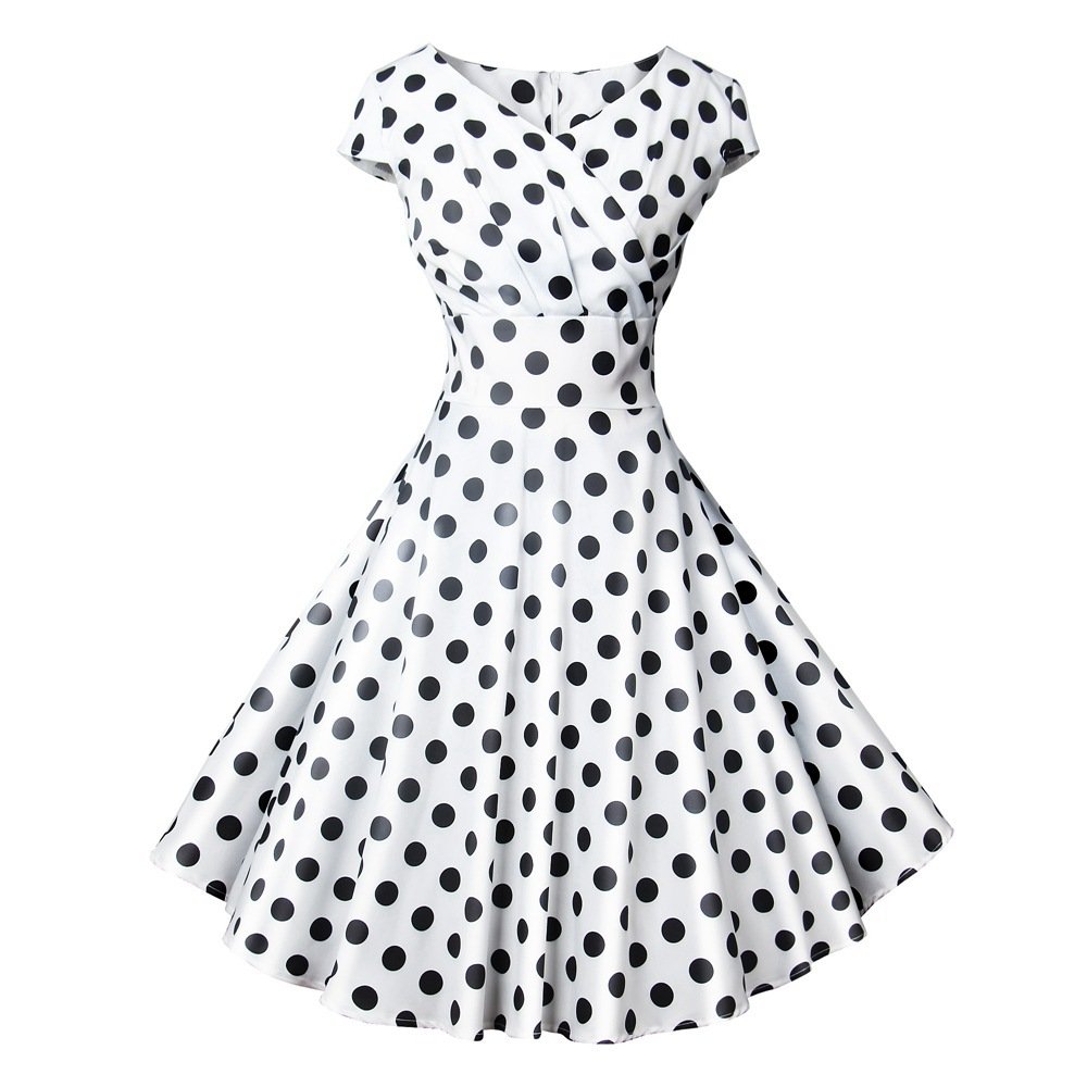 Hepburn Style Vintage Print Dress Cocktail - Image 3