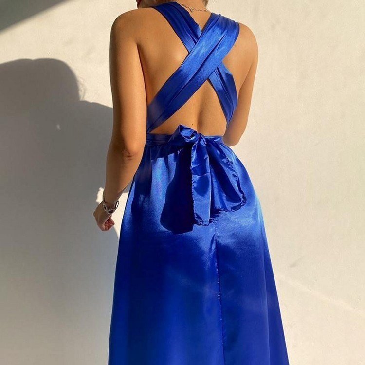 Wrap Hips Women Dresses Long Sleeve Female Robe Bodycon Neck - Image 6