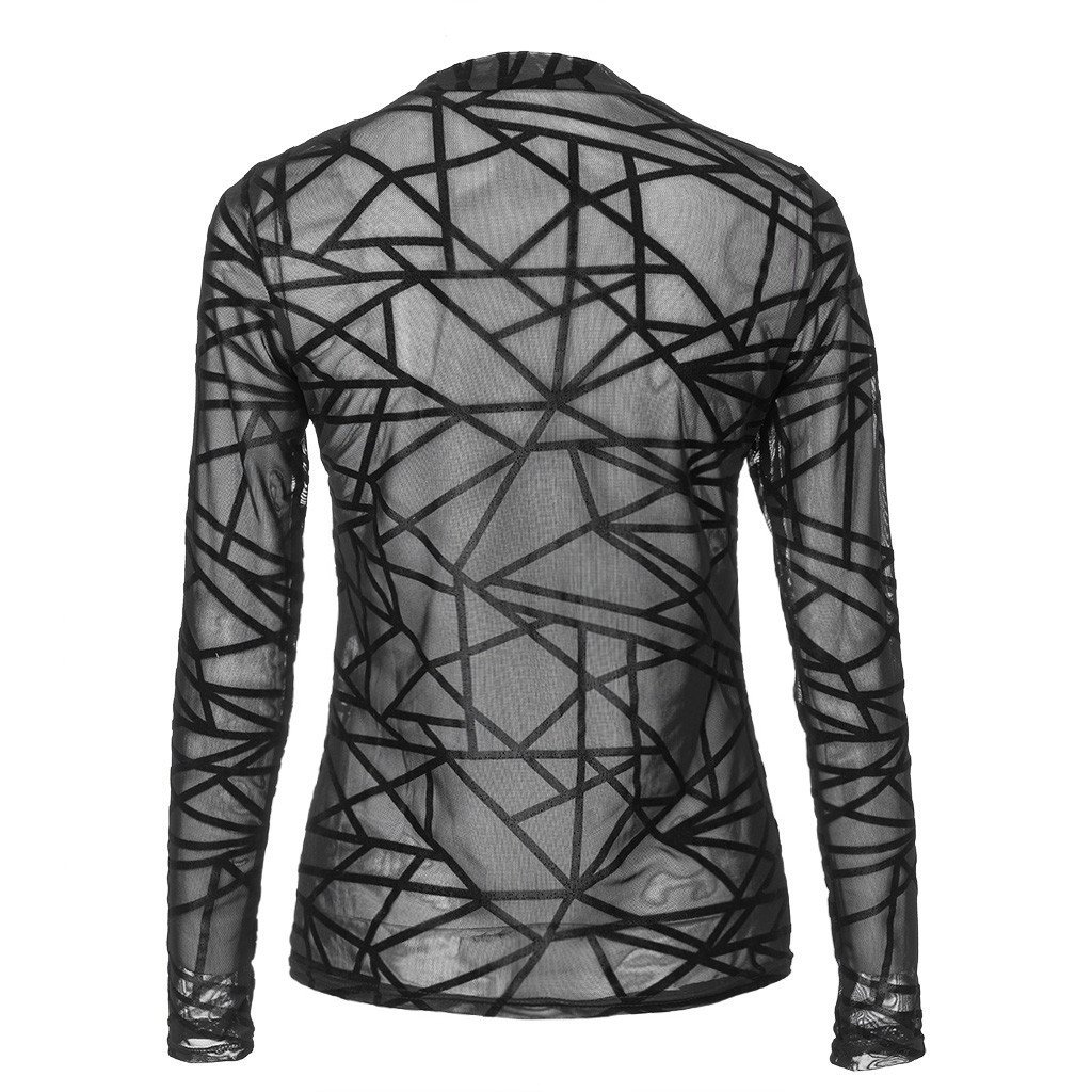 Sexy Women Blouses Transparent Mesh Long Sleeve Tops Tee - Image 6