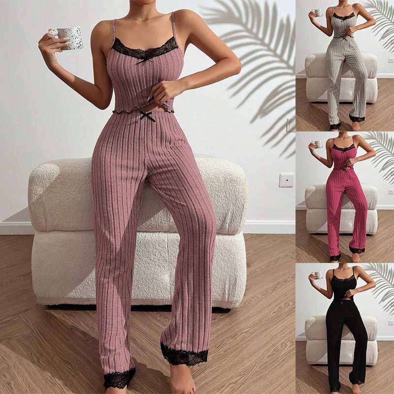 Love Sling Vest Pajamas Women Can Outer Wear Trousers Two-piece Suit - Image 5