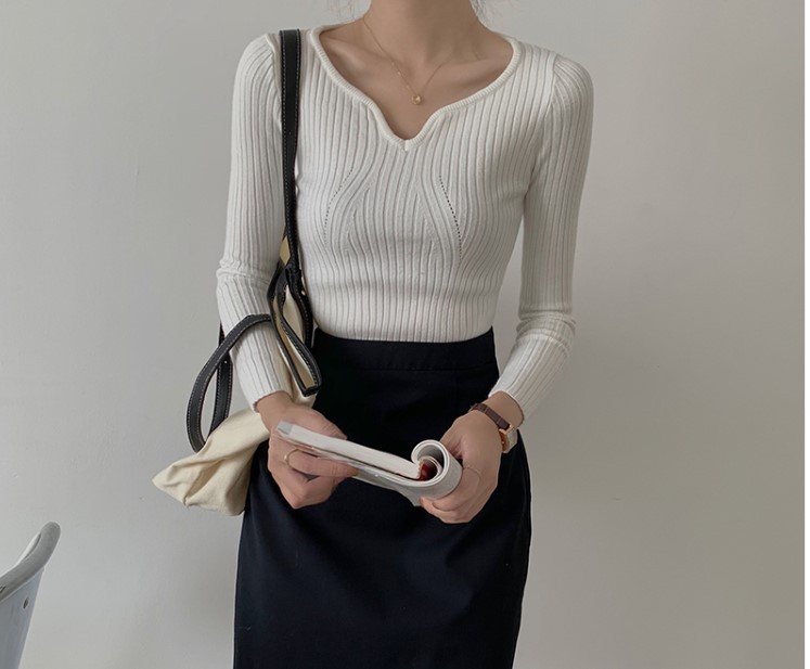 Collar Sweater Women Wear All-match Loose Pullover Knitted Sweater - Image 3