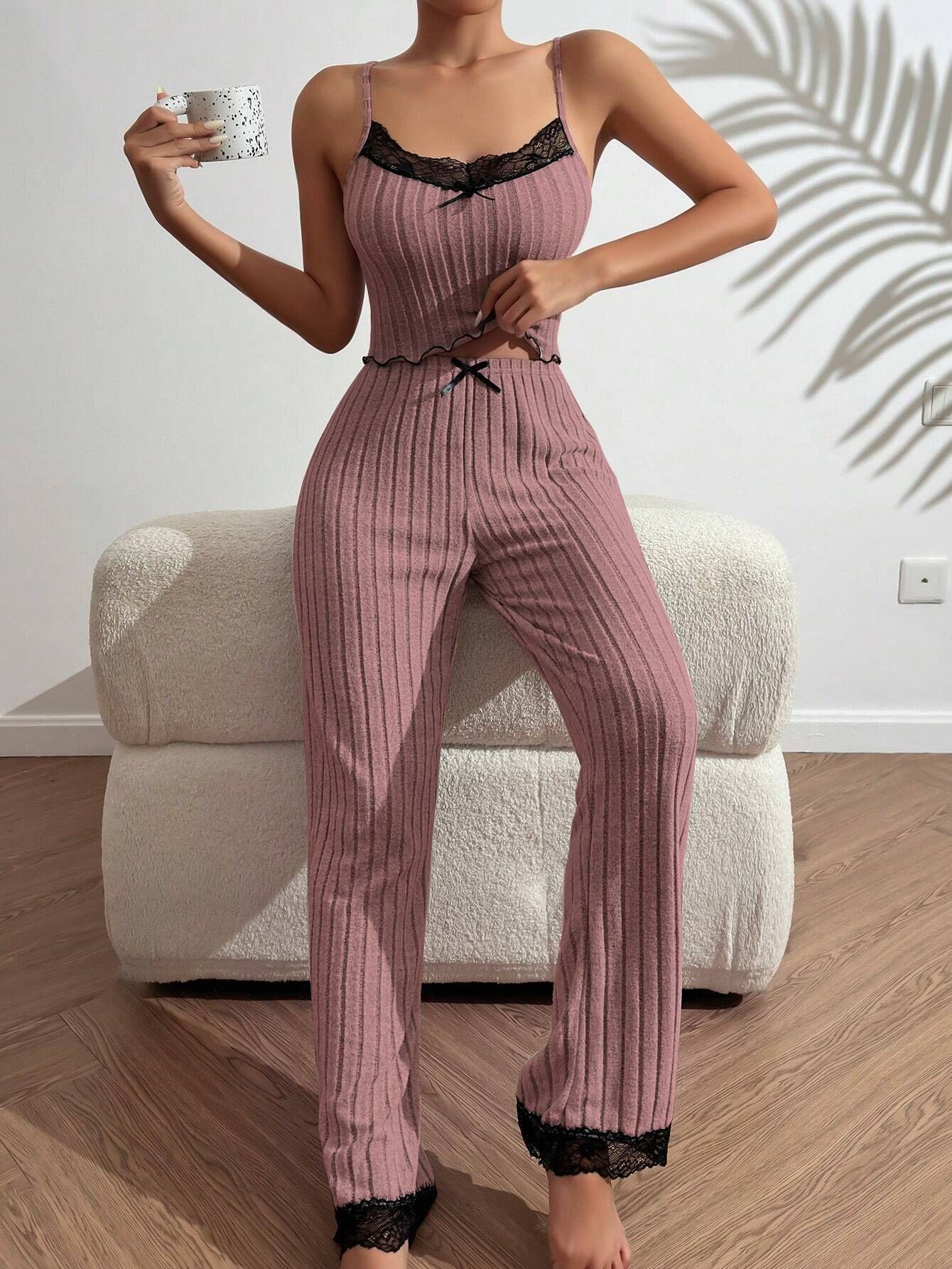 Love Sling Vest Pajamas Women Can Outer Wear Trousers Two-piece Suit - Image 2