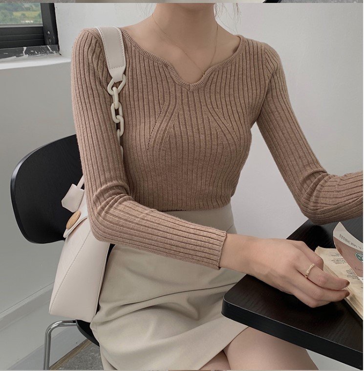 Collar Sweater Women Wear All-match Loose Pullover Knitted Sweater - Image 5