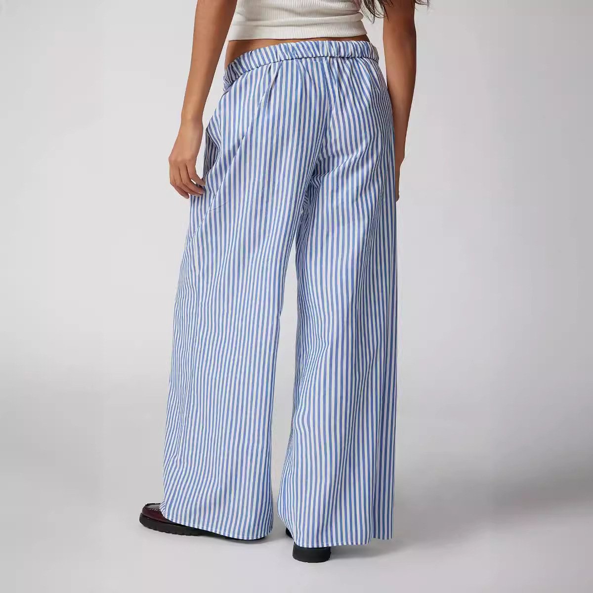 Fashion Women's Wear Striped Drawstring Wide-leg Pants For Women - Image 3