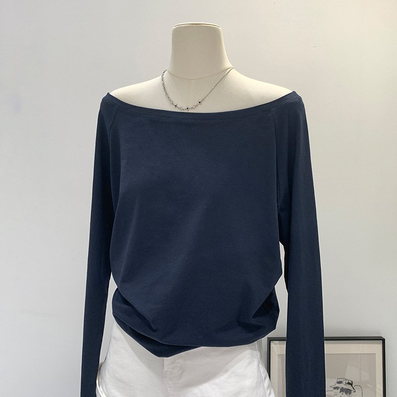 Hot Girl Style Off-neck Oblique Shoulder Tops Women - Image 4