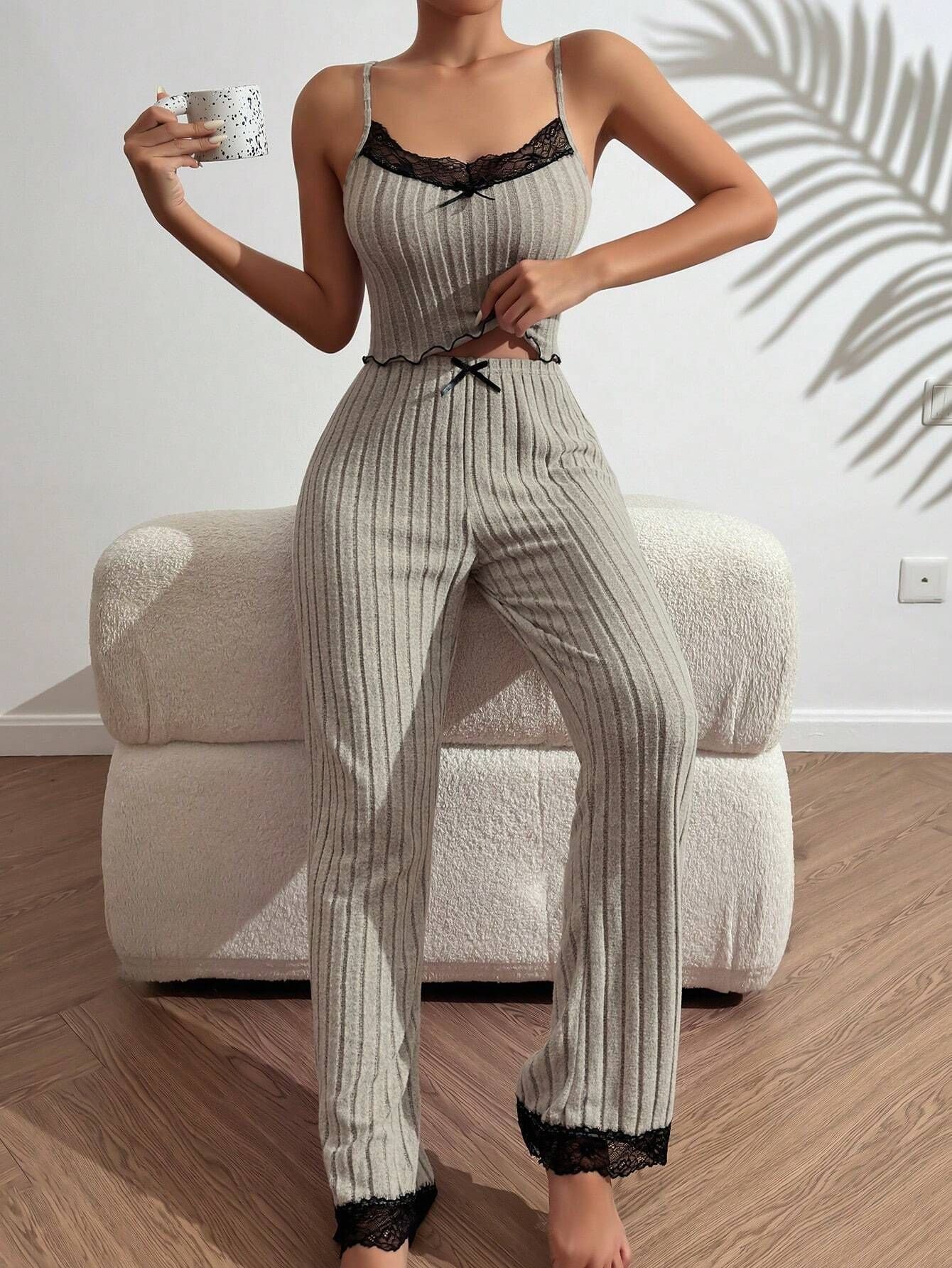 Love Sling Vest Pajamas Women Can Outer Wear Trousers Two-piece Suit - Image 6